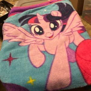 My Little Pony Pink & Blue Plush Throw Blanket